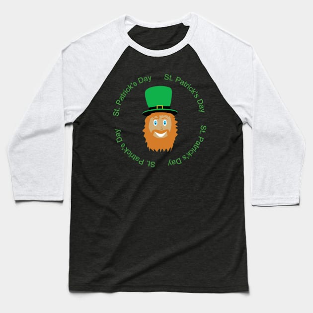 Cartoon of a man with long beard and green hat. St. Patrick's Day Baseball T-Shirt by GiCapgraphics